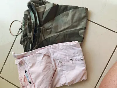 Bundle: women's Casual Shirt (light pink) + Camoflauge top - Good Condition