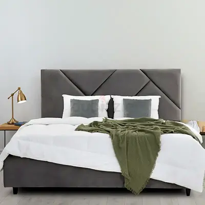 Square headboard queen velvet fabric bed