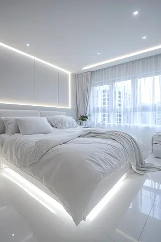 Minimalist White Platform Bed (King Size Look) For Luxury life
