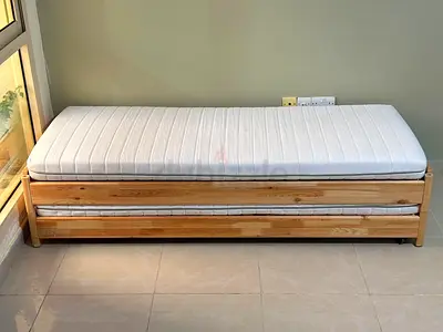 Ikea Stack Single Beds still in perfect condition. Can be used as 2 single beds or as queen bed.

Ea
