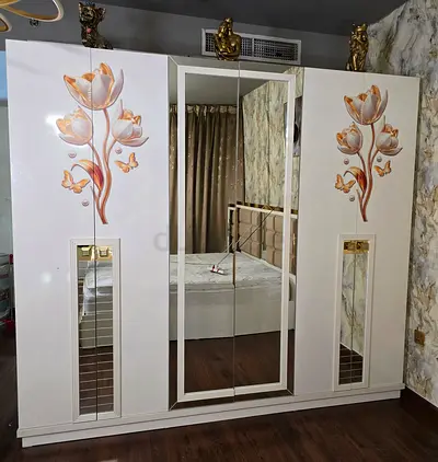 Large Beige 6-Door Wardrobe in Excellent Condition