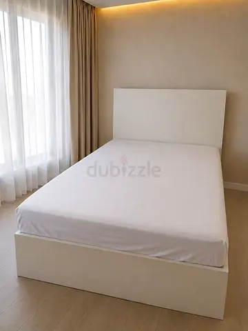 Modern White Bed 120x200 Frame with Headboard with Mattress