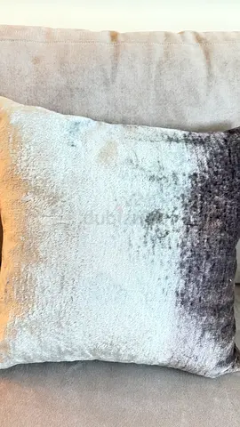 Set of 2-cushions, one beaded, one velvet 45x45 cm (approx)