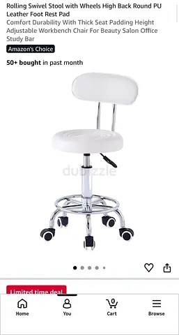 Rolling Swivel Stool with Wheels and High Back PU Leather
