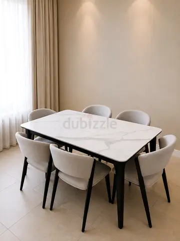Modern 6-Seater Marble Top Dining Set