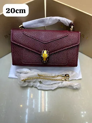 Bvlgari Serpenti Forever 20cm Burgundy Lizard Leather Shoulder Bag - Like New