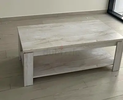 Light wood finish rectangular coffee table with lower shelf