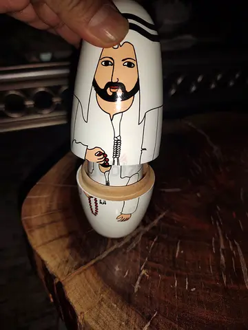 Hand-painted Arabic Themed Wooden Nesting Doll (Matryoshka) - Small Set