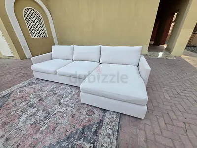Feather 🪶 filled Crate&Barrel Lounge deep L Shape Sofa Beige