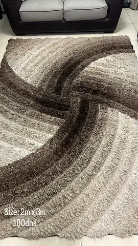 2m x 3m Brown & Beige Modern $%&! Rug - Good Condition