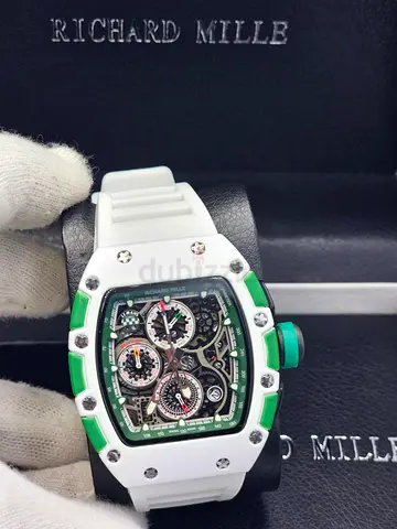 White & Green Richard Mille Style Chronograph Watch - Automatic