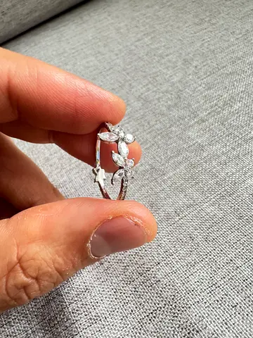 Apm Monaco silver floral ring with cubic zirconia accents