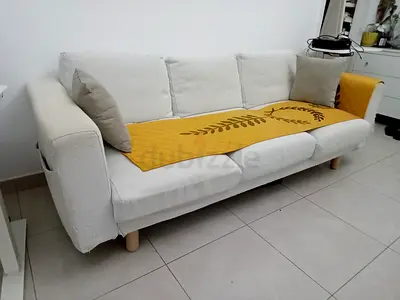 Light cream 3-seater fabric sofa in good condition