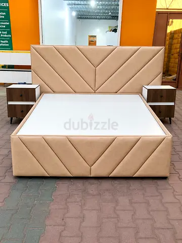 Beige Upholstered Queen Bed Frame with Headboard and Storage Base