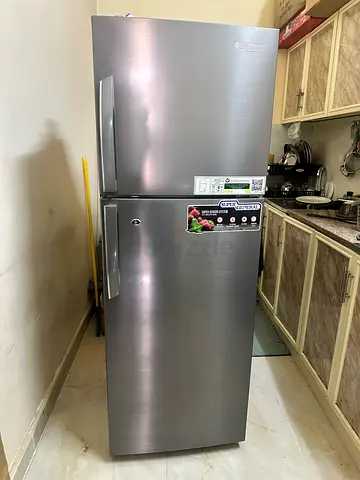 Stainless Steel Double-Door Refrigerator - Good Condition
