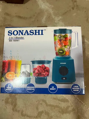 Sonashi 3-in-1 Blender SB-160N1 — 1.8L, 2-speed with pulse (boxed) with 1 year warranty