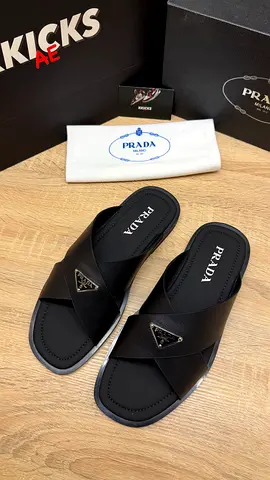 Prada Saffiano Leather Crisscross Slides ‘Black’