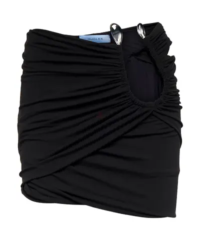 MUGLER Black Draped Mini Skirt Size FR34 XS-S