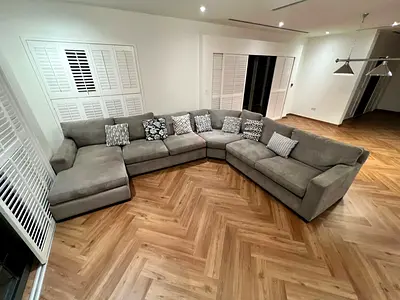 Crate&barrel Axis U shape feather filled couch
