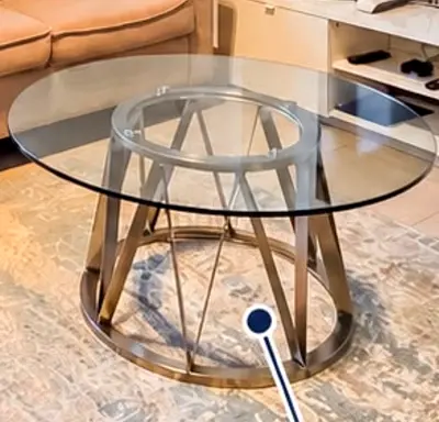 Glass Top Round Coffee Table with Metal Base - Light Grey