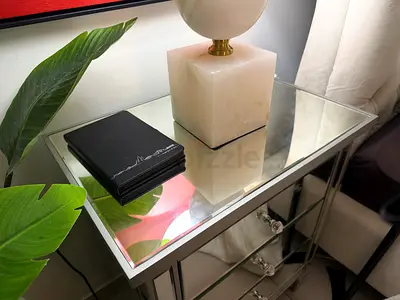 Mirrored 2-Drawer Bedside Table with Crystal Handles