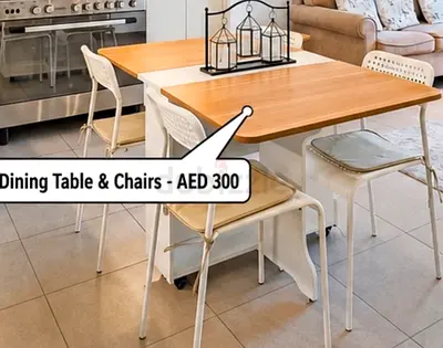 Wood Top Dining Table with 4 Chairs - Good Condition