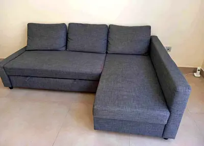 Grey L-Shaped Sofa Bed with Chaise