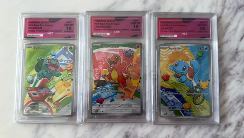 Pokemon Set of 3 Graded Pokémon Holo Promo Cards – Bulbasaur, Charmander, Squirtle (GEM MT 10)
