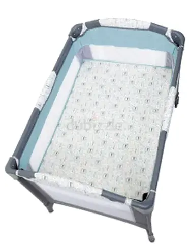Portable Baby Playpen / Travel Cot with Mattress - Light Blue/Grey