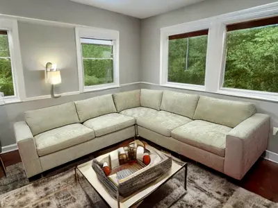 Pottery barn beige color corner sofa