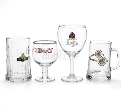 Set of 4 Branded Beer Glasses (Chimay, Leffe, Svyturys)