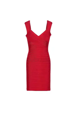 HERVÉ LÉGER SARAI BANDAGE DRESS LIPSTICK RED Size S