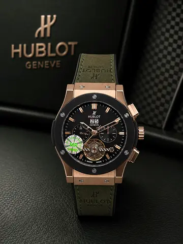 Hublot Chronograph Men's Watch - Rose Gold Tone, Automatic Tourbillon