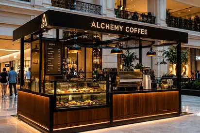 Aesthetic coffee kiosk