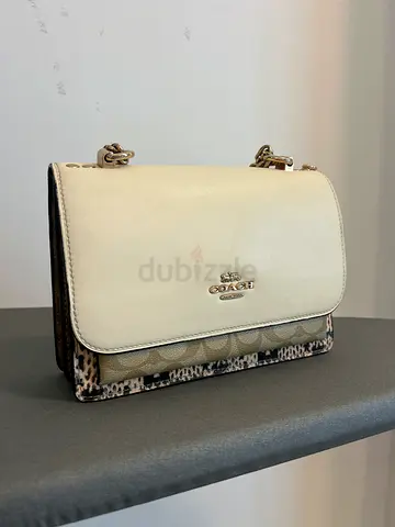 Coach Small Crossbody Bag - Cream with Signature & Animal Print Trim