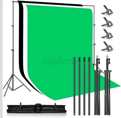 3x3m Polyester Photo Backdrop - White/Black/Green Studio Background