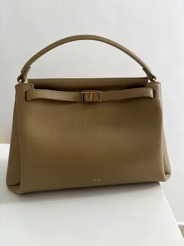 Minimalist olive-green women's leather handbag with top handle JW PEI