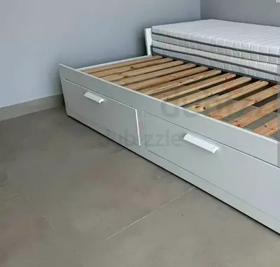 Ikea day bed, White wooden day bed frame with storage drawers (good condition) price negotiable