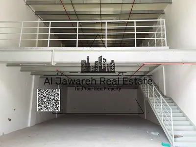 A mezzanine warehouse is available for rent in Al Jurf 1, Ajman, conveniently located behind the Car Market with easy access to major roads