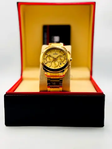 Gold-tone Rado Chronograph Watch with Box — Excellent Condition
