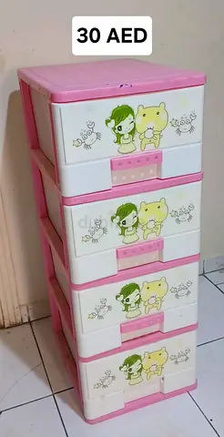 Pink 4-Drawer Baby Nursery Storage Unit - Lightweight Plastic