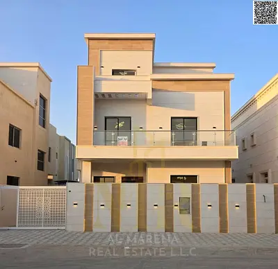 Villa for sale in Al Yasmin (Ajman), prime location, 5 master bedrooms + majlis + living room + mai