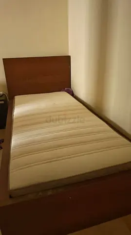 Single wooden bed frame with mattress - good condition