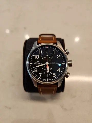 Alpina Startimer Automatic Chronograph 2021 + Extra Original Leather Strap – Box & Papers