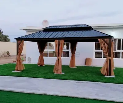8-Post Outdoor Gazebo with Curtains — brand new