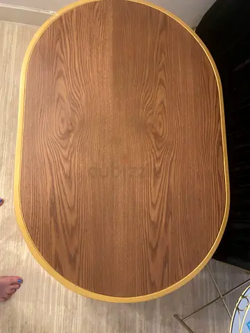 Oval Wooden Coffee Table with Gold Trim