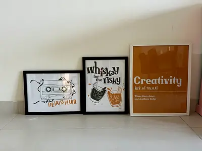 Set of 3 Framed Graphic Prints — Creativity, Cassette Art