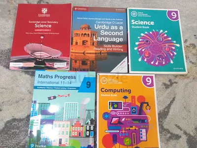 Secondary school syllabus books for year 9th. Cambridge & few oxford curriculum. Condition is excell