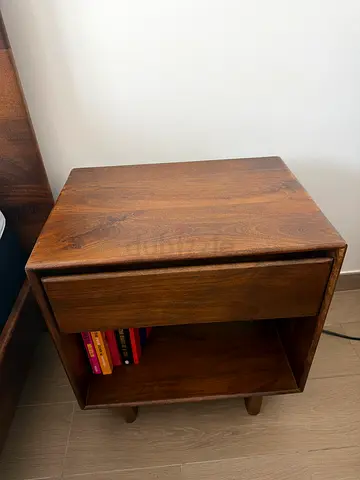 Solid Wood Bedside Table / Nightstand with Drawer (Good Condition) availability 2 pieces