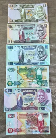 Vintage Zambia Banknotes Collection – 6 Notes